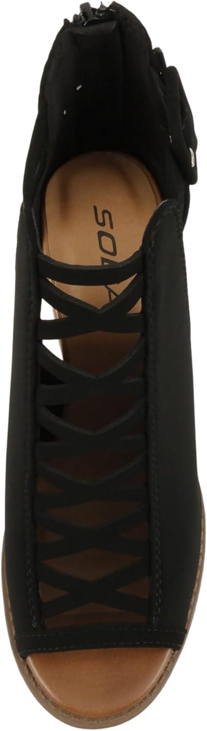 imageSoda Womens Fashion Aran Open Toe Heel SandalBlack Nubuck