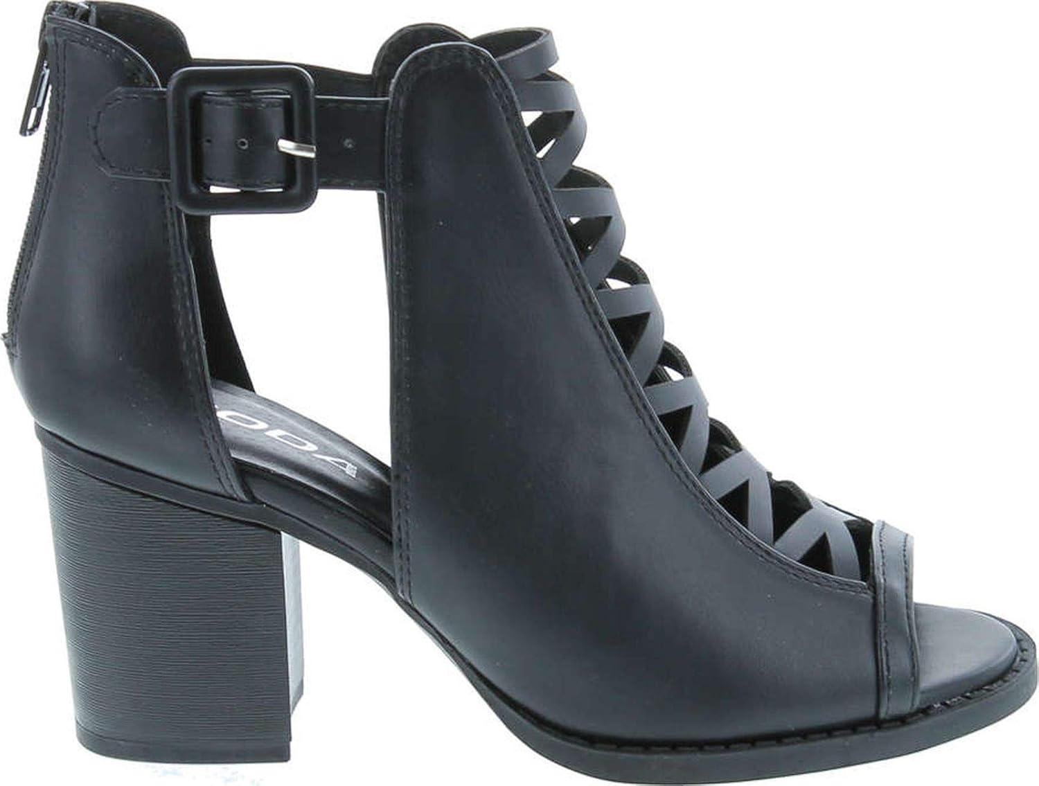 imageSoda Womens Fashion Aran Open Toe Heel SandalBlack Pu