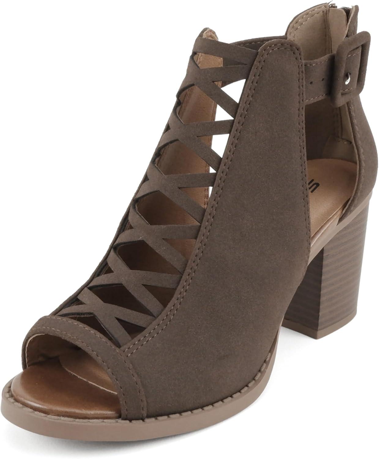 imageSoda Womens Fashion Aran Open Toe Heel SandalDark Brown Nubuck