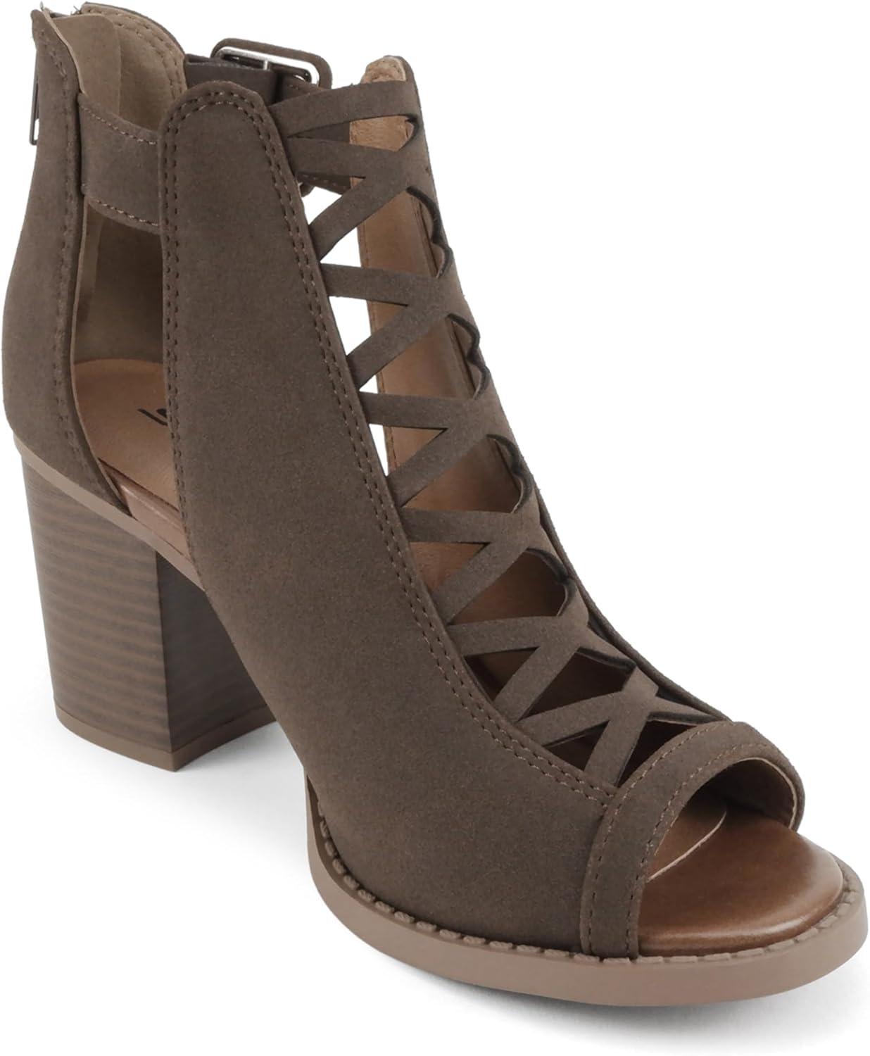 imageSoda Womens Fashion Aran Open Toe Heel SandalDark Brown Nubuck