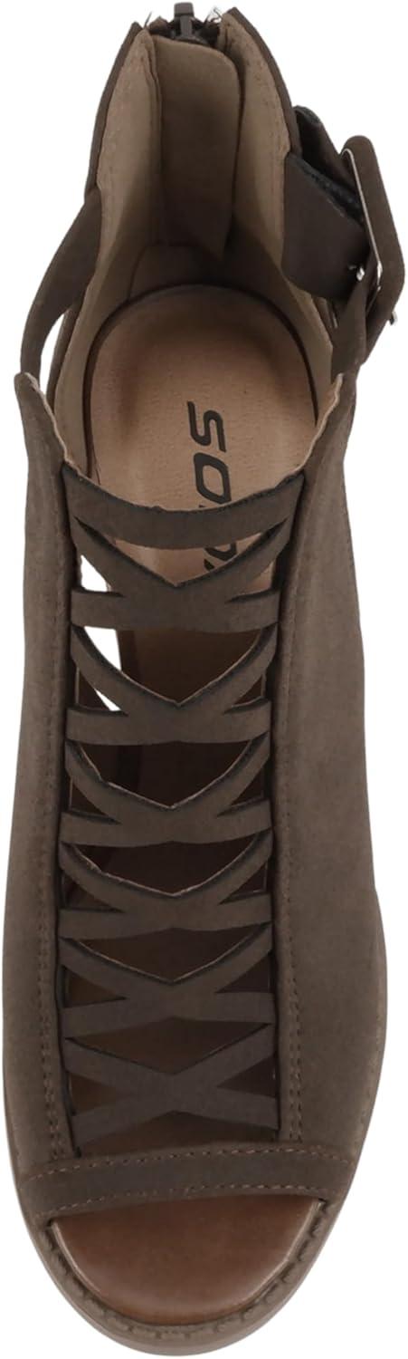 imageSoda Womens Fashion Aran Open Toe Heel SandalDark Brown Nubuck