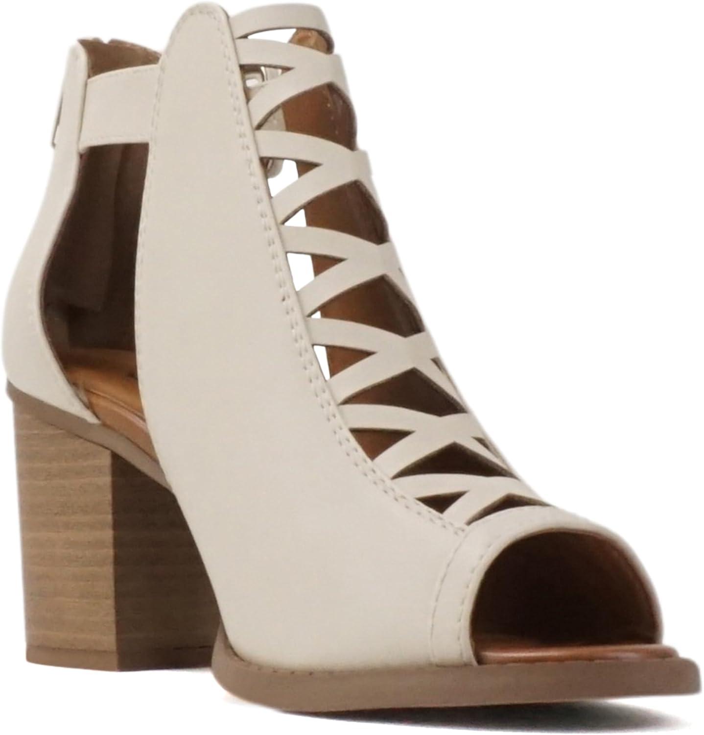 imageSoda Womens Fashion Aran Open Toe Heel SandalDark Nude Pu