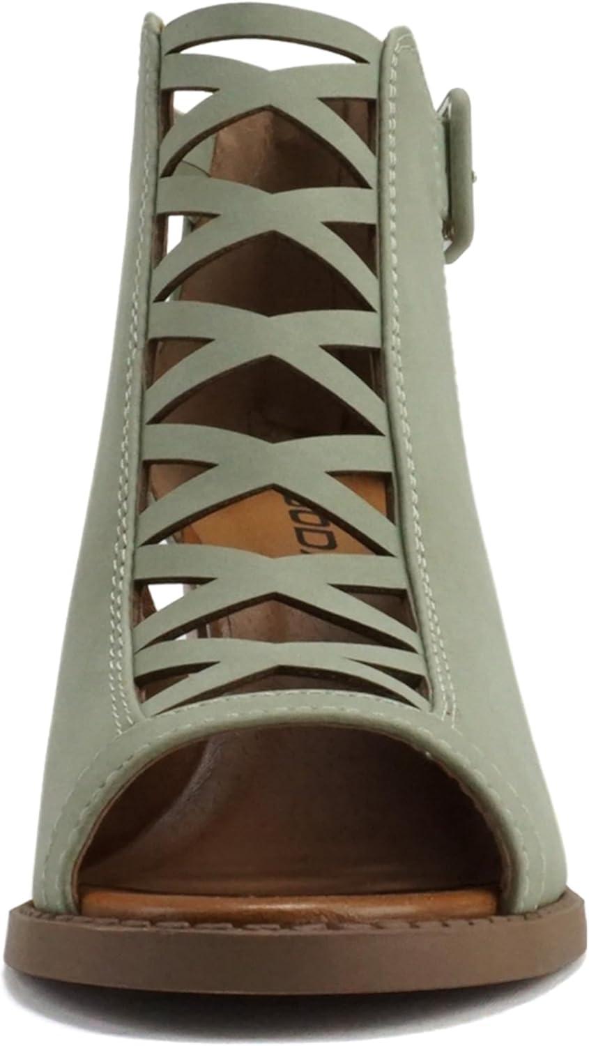 imageSoda Womens Fashion Aran Open Toe Heel SandalDark Sage Nbpu