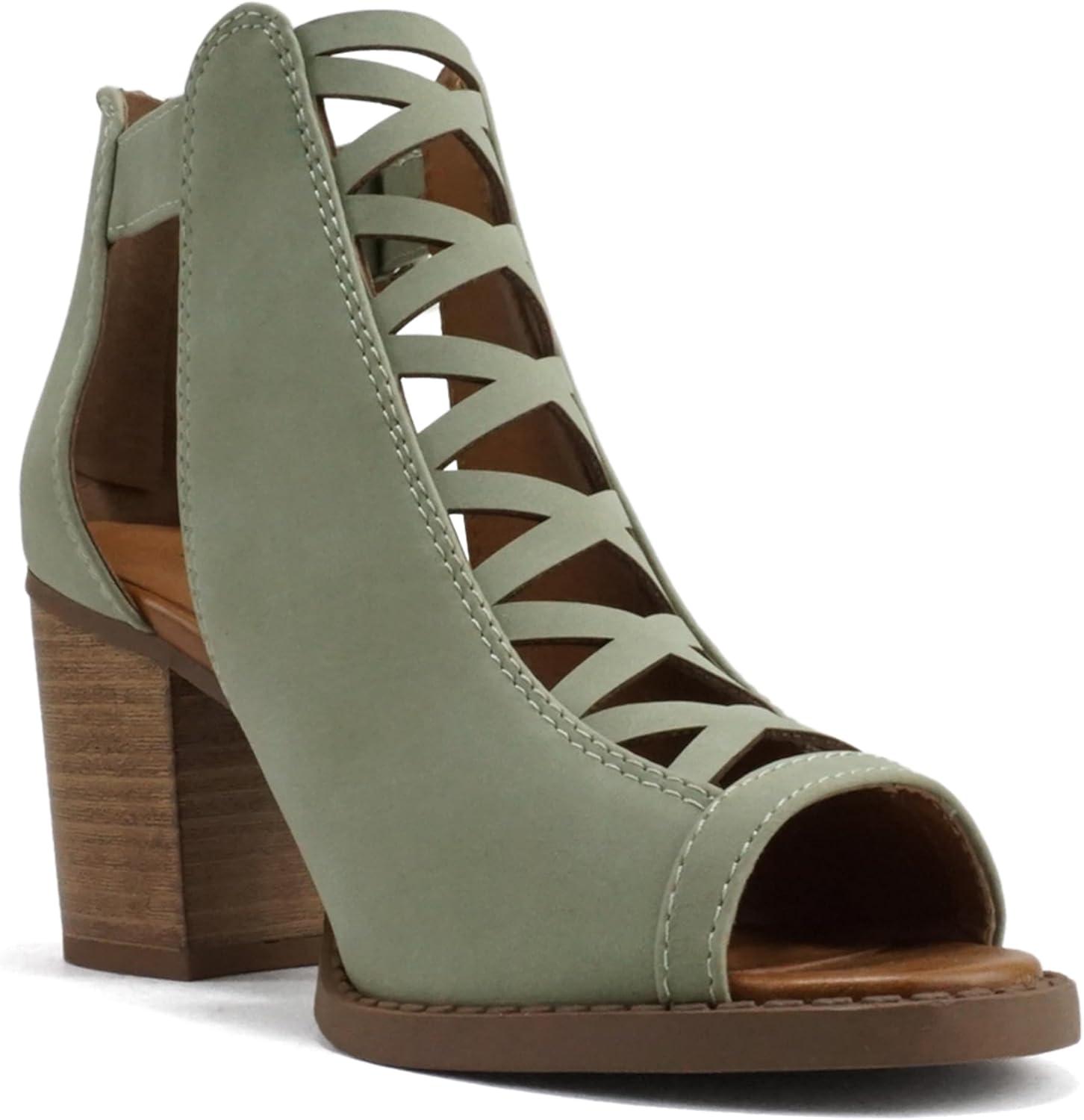 imageSoda Womens Fashion Aran Open Toe Heel SandalDark Sage Nbpu