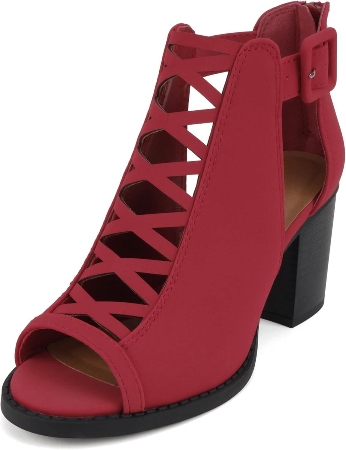 imageSoda Womens Fashion Aran Open Toe Heel SandalLipstick Nubuck