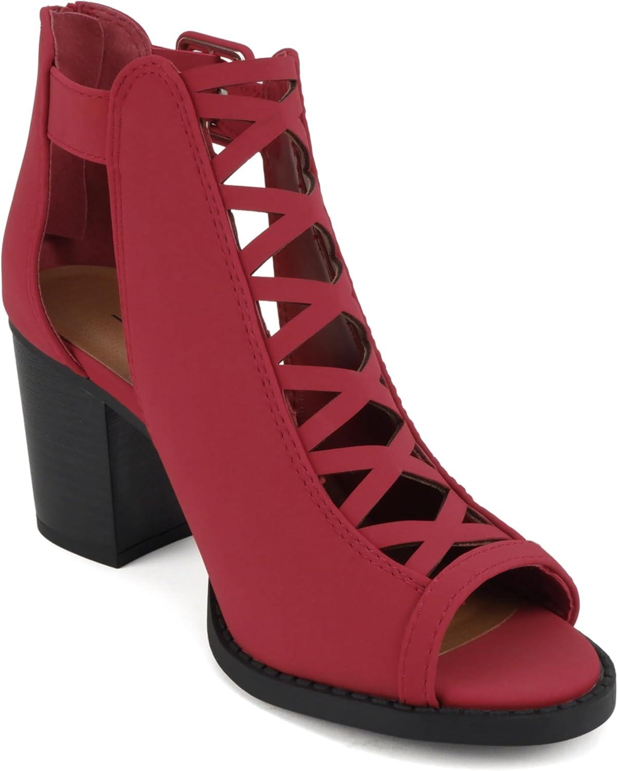 imageSoda Womens Fashion Aran Open Toe Heel SandalLipstick Nubuck