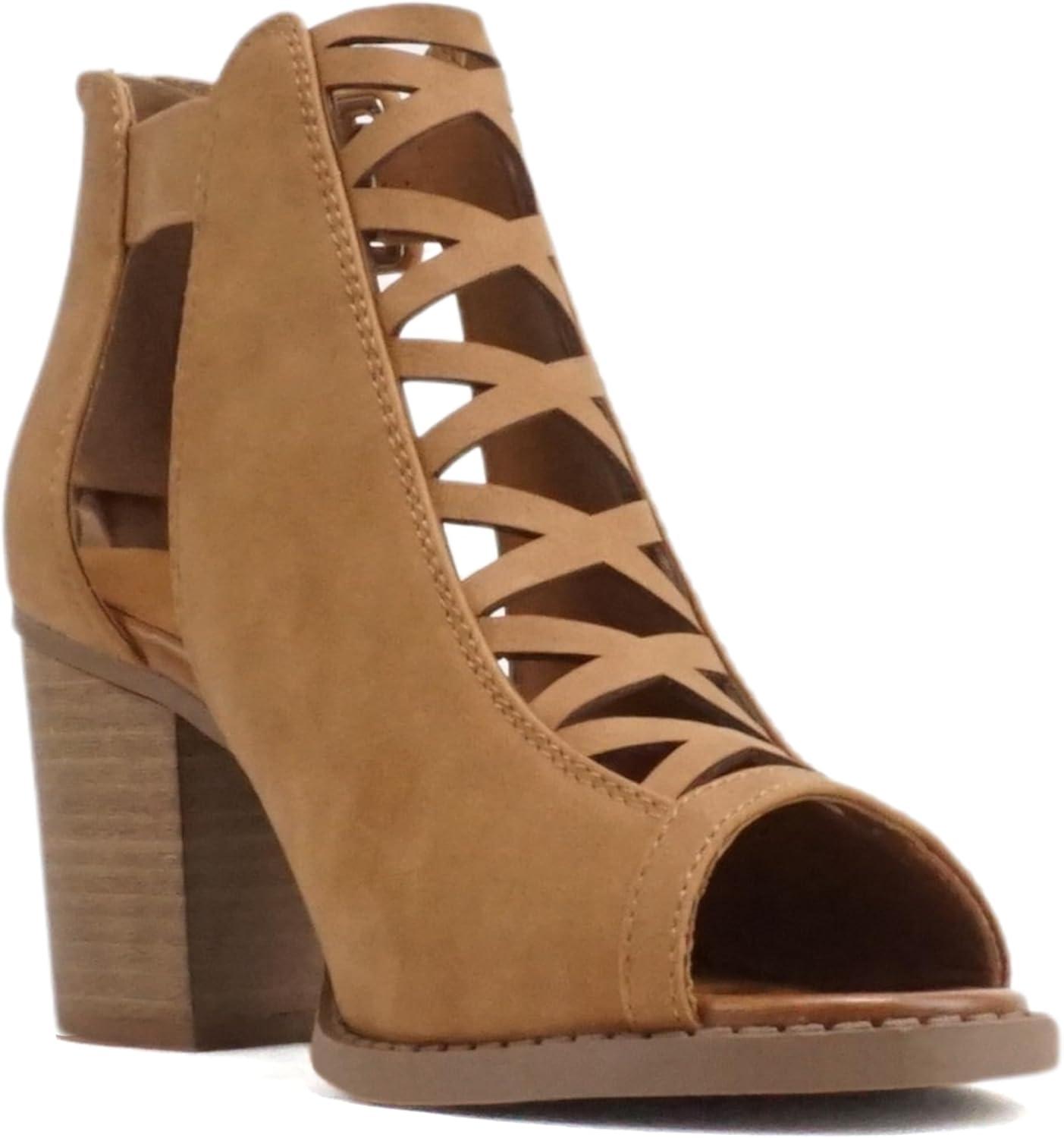 imageSoda Womens Fashion Aran Open Toe Heel SandalTan Nubuck