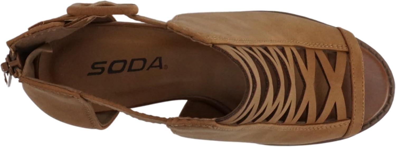 imageSoda Womens Fashion Aran Open Toe Heel SandalTan Nubuck