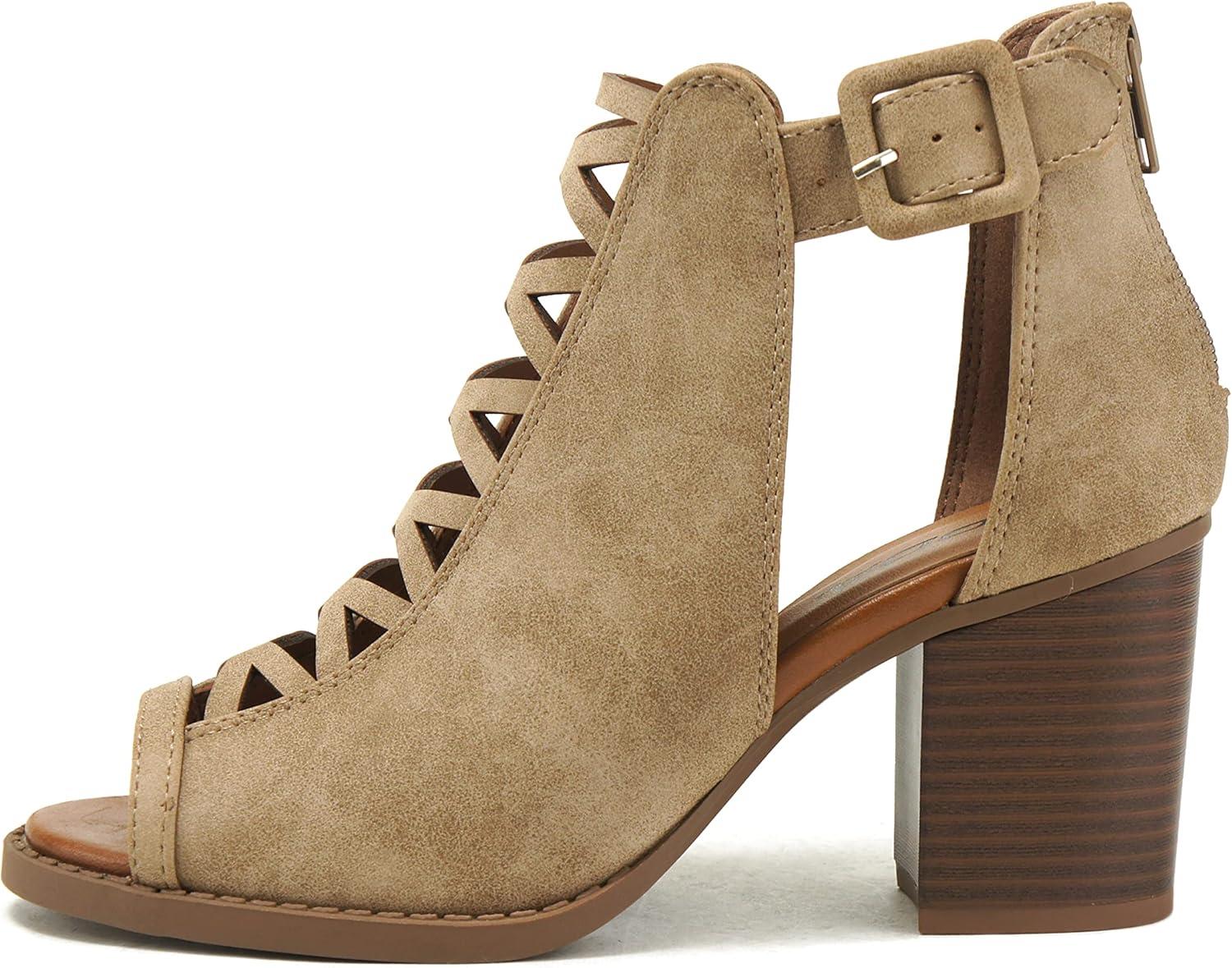 imageSoda Womens Fashion Aran Open Toe Heel SandalTaupe New