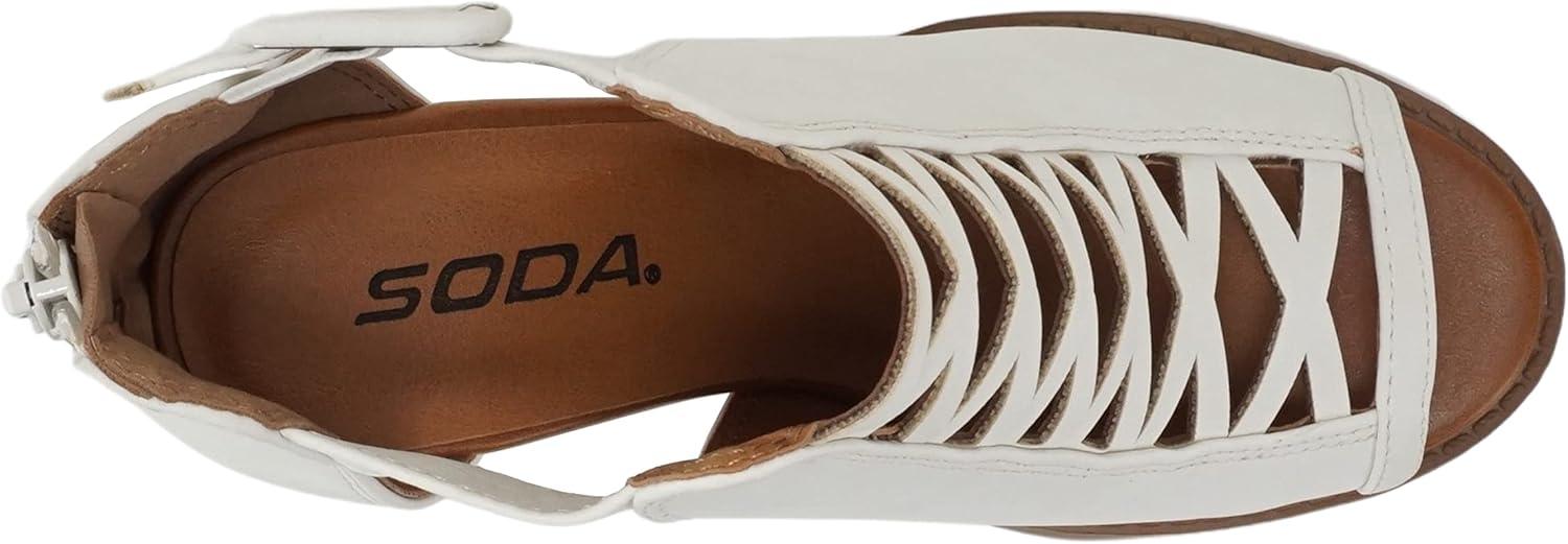 imageSoda Womens Fashion Aran Open Toe Heel SandalWhite Nubuck