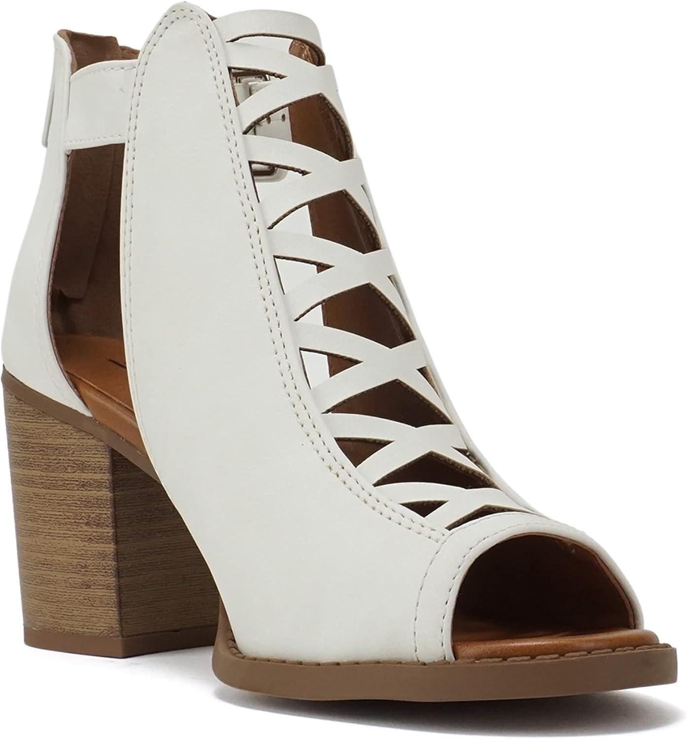 imageSoda Womens Fashion Aran Open Toe Heel SandalWhite Nubuck