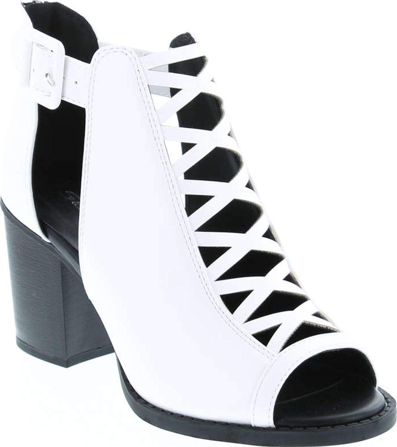 imageSoda Womens Fashion Aran Open Toe Heel SandalWhite Pu