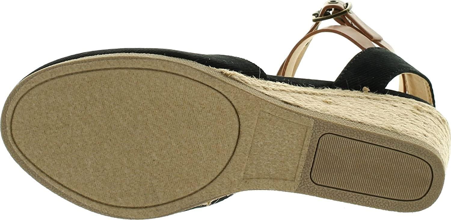 imageSoda Womens Request Closed Toe Espadrille Wedge SandalBlackDark Tan