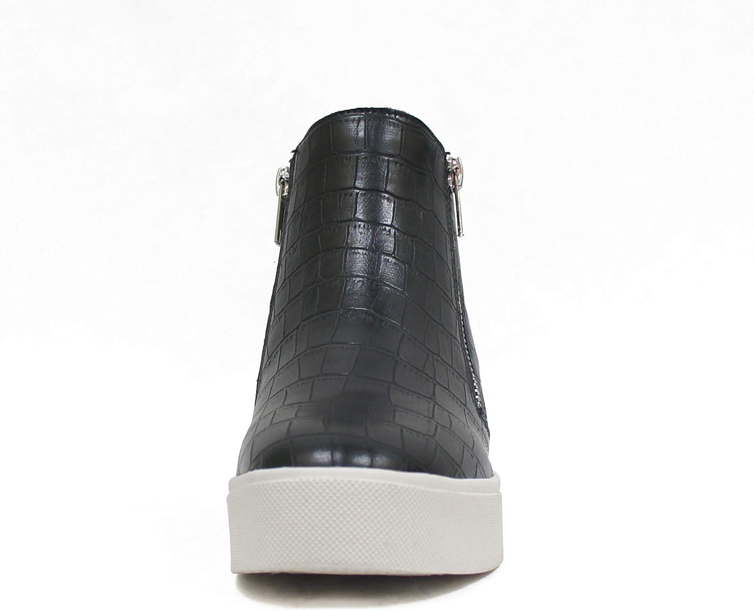 imageSoda Womens Taylor Nubuck Hight Top Slip On Fashion SneakersBlack Crocco