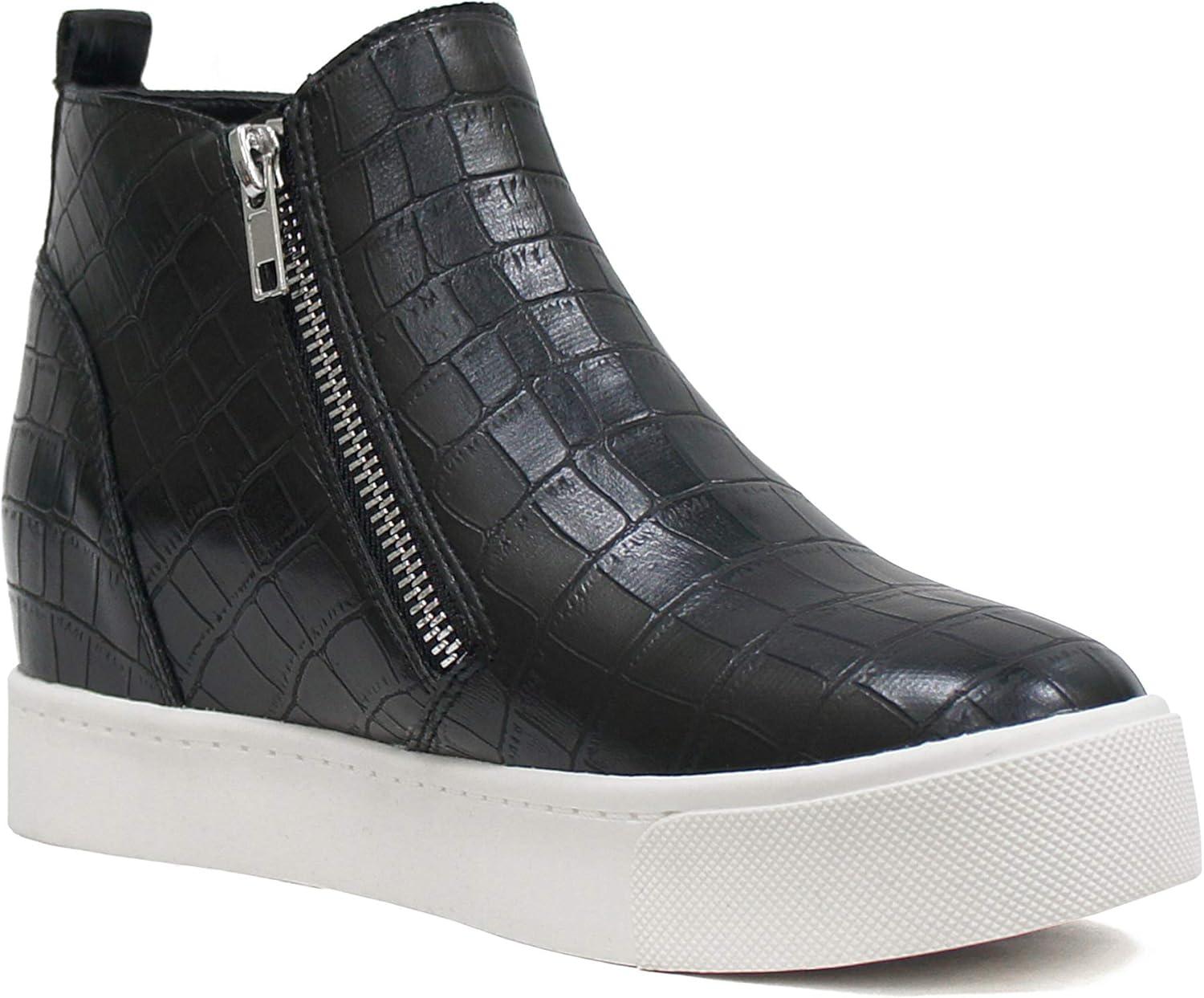 imageSoda Womens Taylor Nubuck Hight Top Slip On Fashion SneakersBlack Crocco