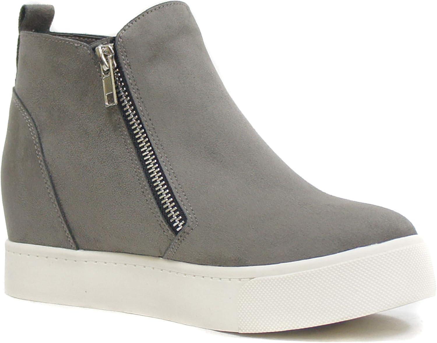 imageSoda Womens Taylor Nubuck Hight Top Slip On Fashion SneakersGrey