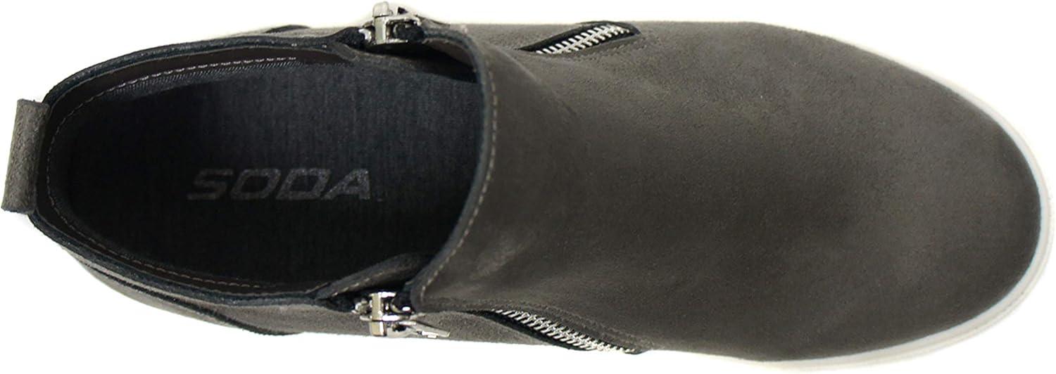 imageSoda Womens Taylor Nubuck Hight Top Slip On Fashion SneakersGrey