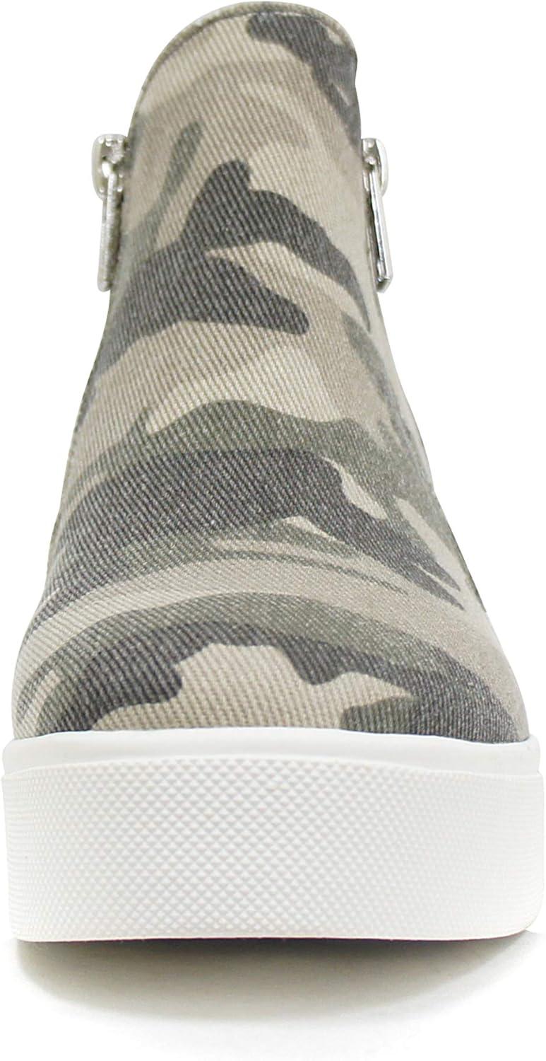 imageSoda Womens Taylor Nubuck Hight Top Slip On Fashion SneakersLight Khaki Camo