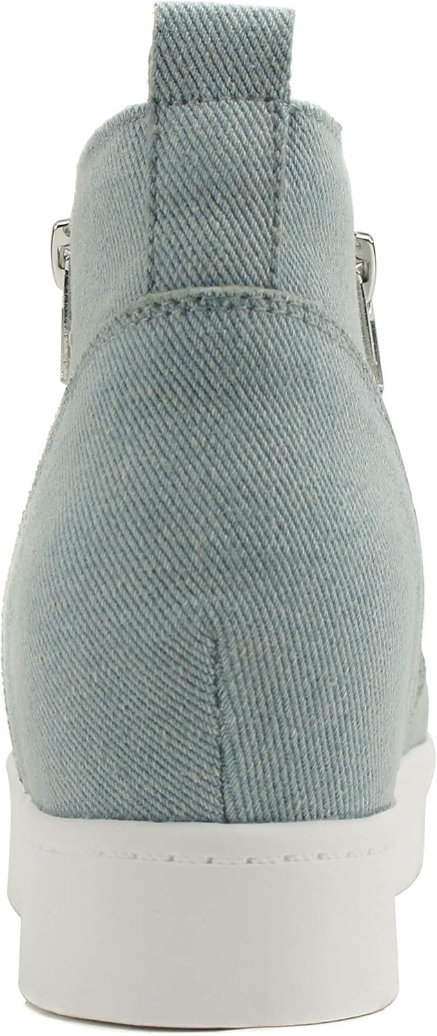 imageSoda Womens Taylor Nubuck Hight Top Slip On Fashion SneakersLtblue Denim