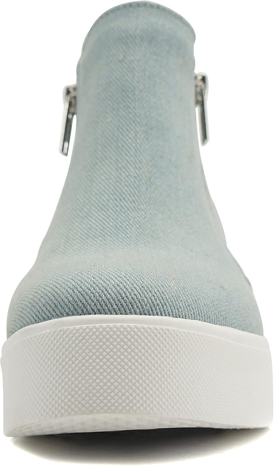 imageSoda Womens Taylor Nubuck Hight Top Slip On Fashion SneakersLtblue Denim
