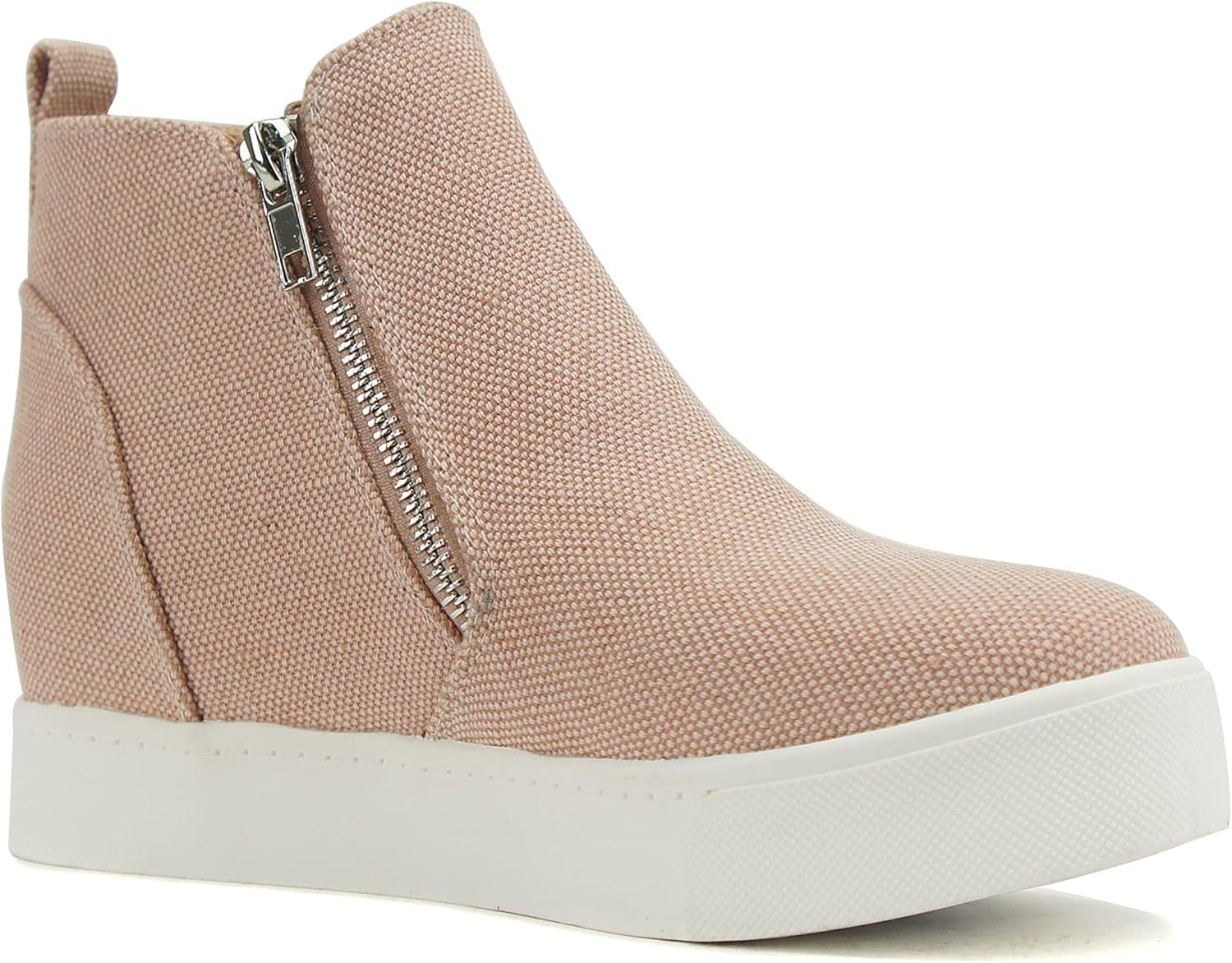 imageSoda Womens Taylor Nubuck Hight Top Slip On Fashion SneakersMauve Canvas