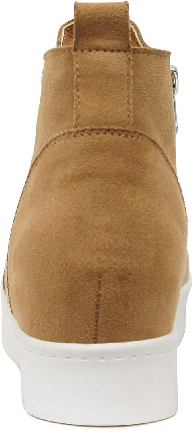 imageSoda Womens Taylor Nubuck Hight Top Slip On Fashion SneakersMid Tan