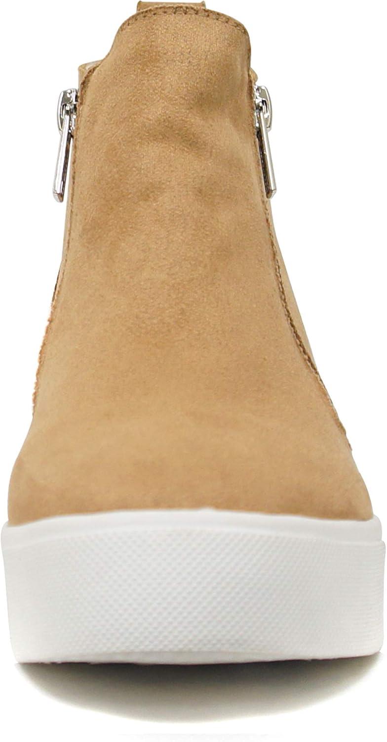 imageSoda Womens Taylor Nubuck Hight Top Slip On Fashion SneakersMid Tan