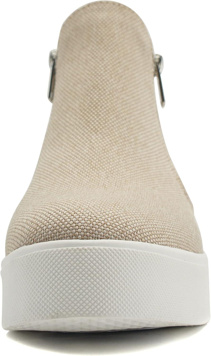 imageSoda Womens Taylor Nubuck Hight Top Slip On Fashion SneakersNatural Canvas