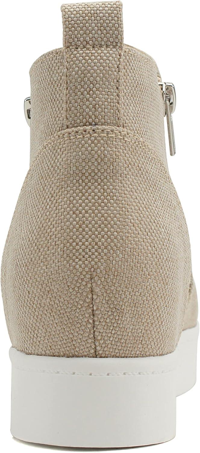 imageSoda Womens Taylor Nubuck Hight Top Slip On Fashion SneakersNatural Canvas