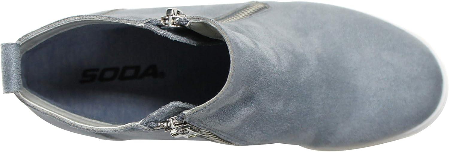 imageSoda Womens Taylor Nubuck Hight Top Slip On Fashion SneakersSteel Blue