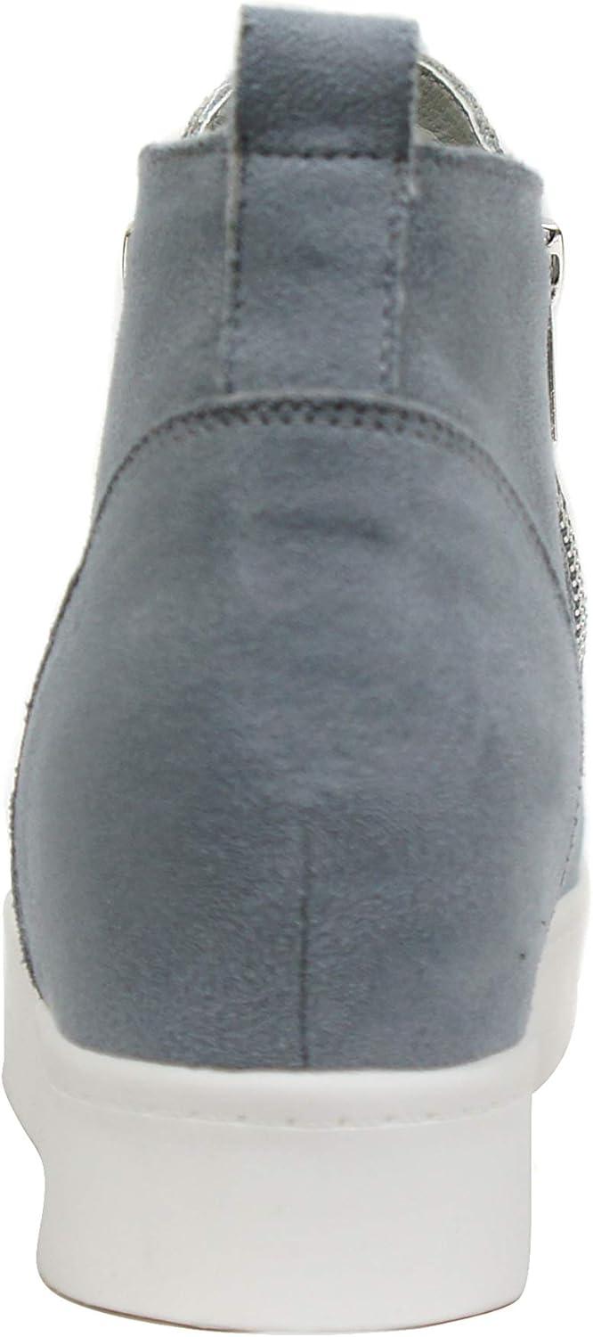 imageSoda Womens Taylor Nubuck Hight Top Slip On Fashion SneakersSteel Blue