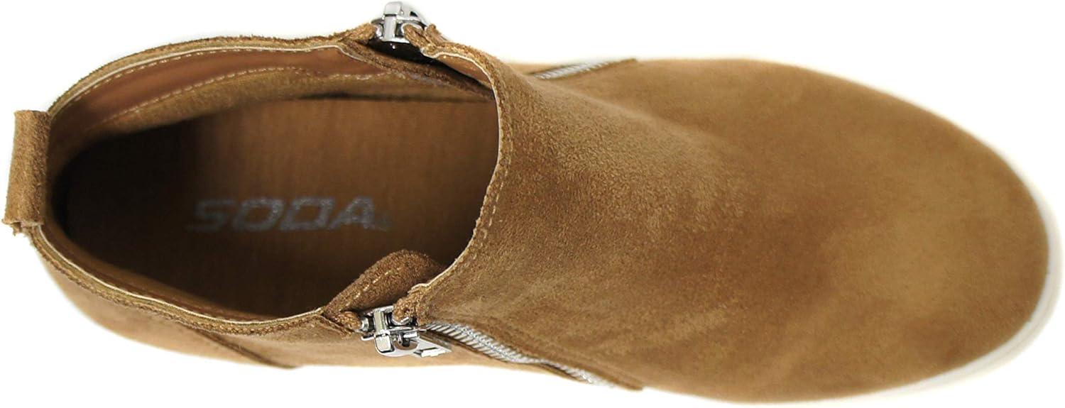 imageSoda Womens Taylor Nubuck Hight Top Slip On Fashion SneakersTan