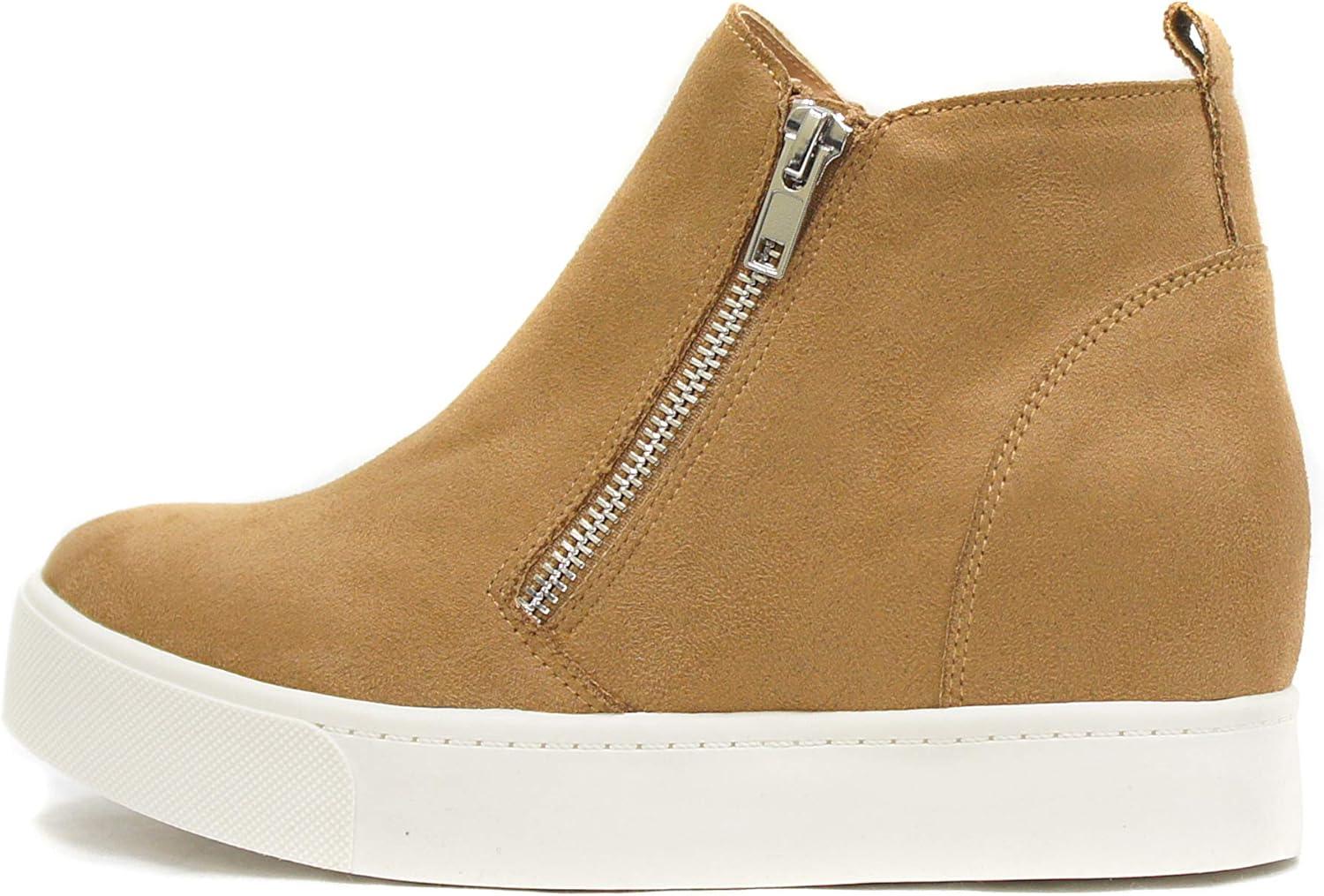 imageSoda Womens Taylor Nubuck Hight Top Slip On Fashion SneakersTan