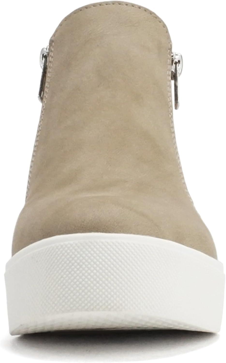 imageSoda Womens Taylor Nubuck Hight Top Slip On Fashion SneakersTaupe Nbpu