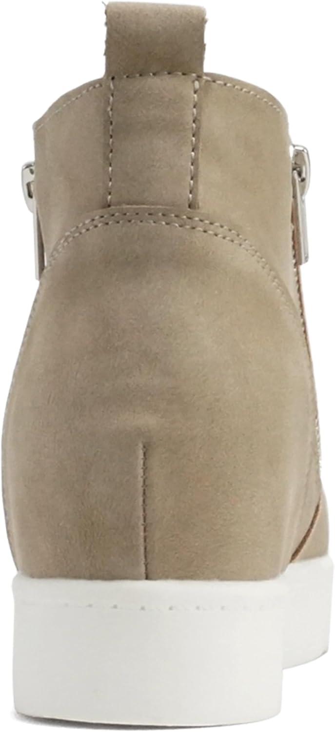 imageSoda Womens Taylor Nubuck Hight Top Slip On Fashion SneakersTaupe Nbpu