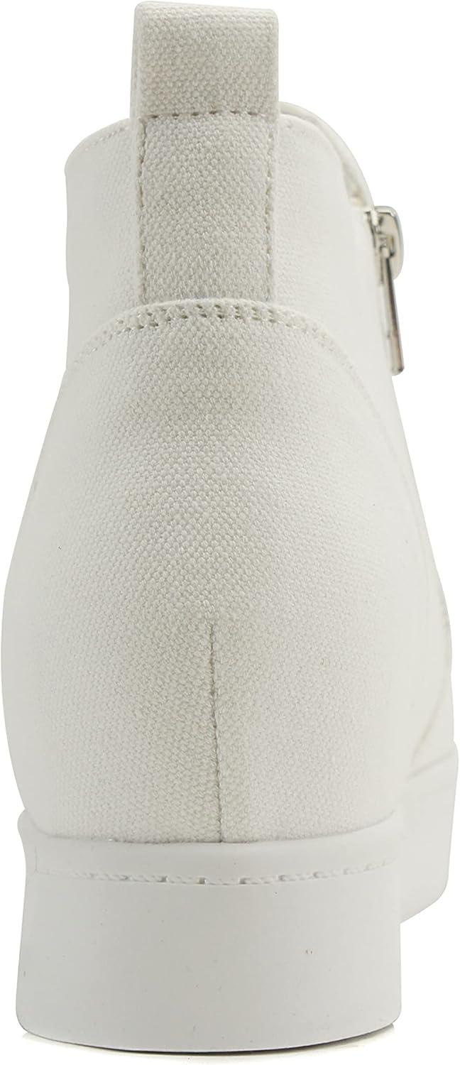imageSoda Womens Taylor Nubuck Hight Top Slip On Fashion SneakersWhite Canvas