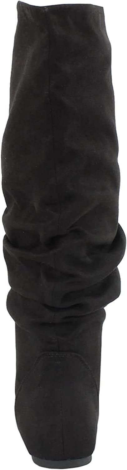 imageSoda Womens Zuluu Slouchy Faux Leather Knee HIgh Flats BootsBlack Imsu