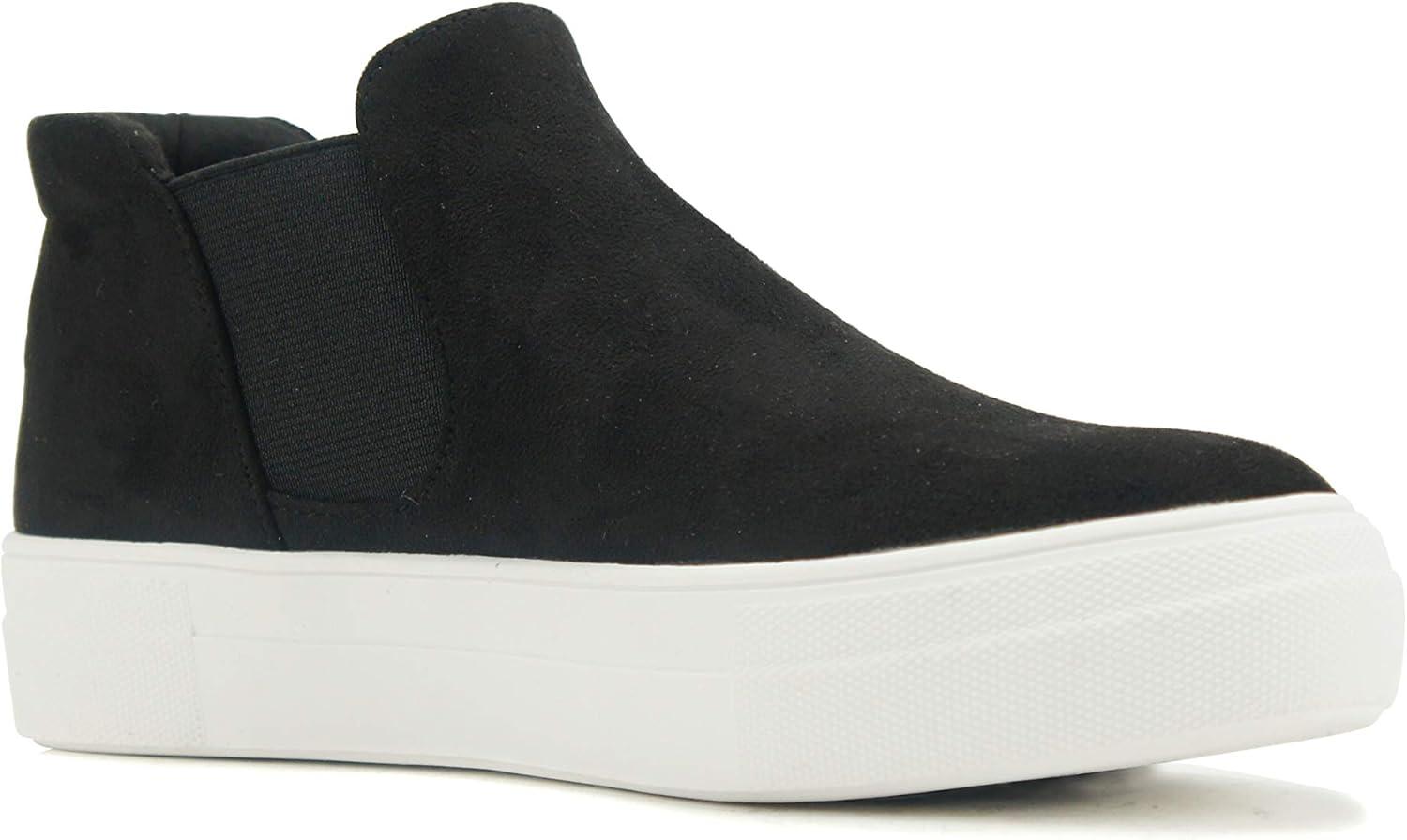 imageSoda Woods  Slip On High Top Twin Gore Double Layer Foam Padded Cushion Sock Fashion SneakersBlack Imit Suede