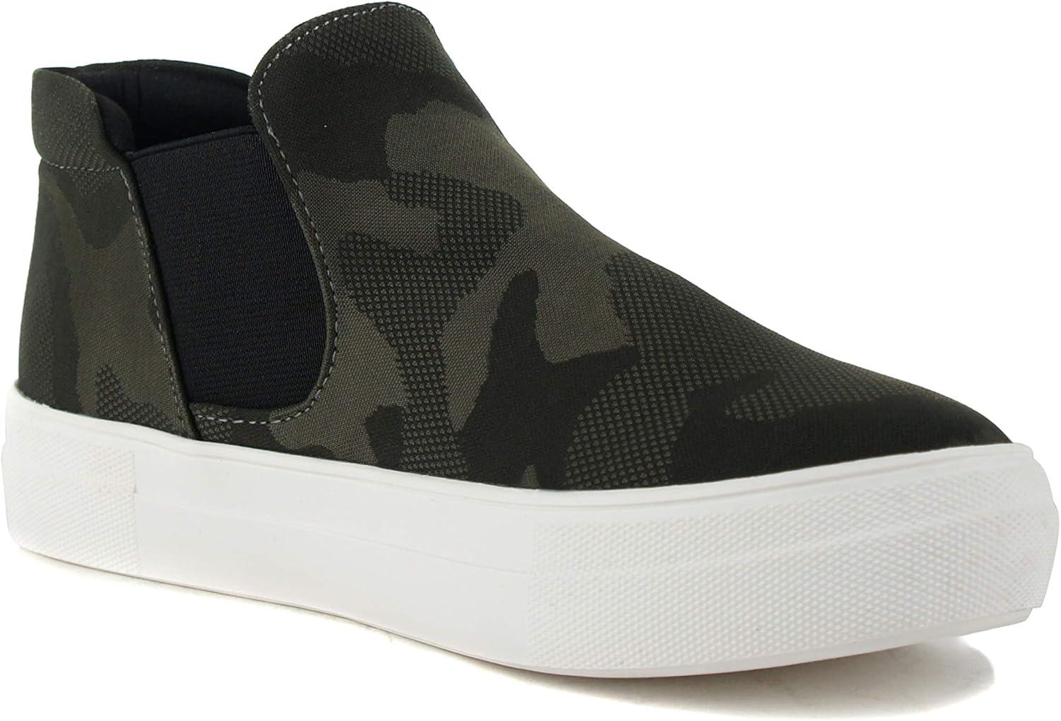 imageSoda Woods  Slip On High Top Twin Gore Double Layer Foam Padded Cushion Sock Fashion SneakersDark Khaki Camouflage