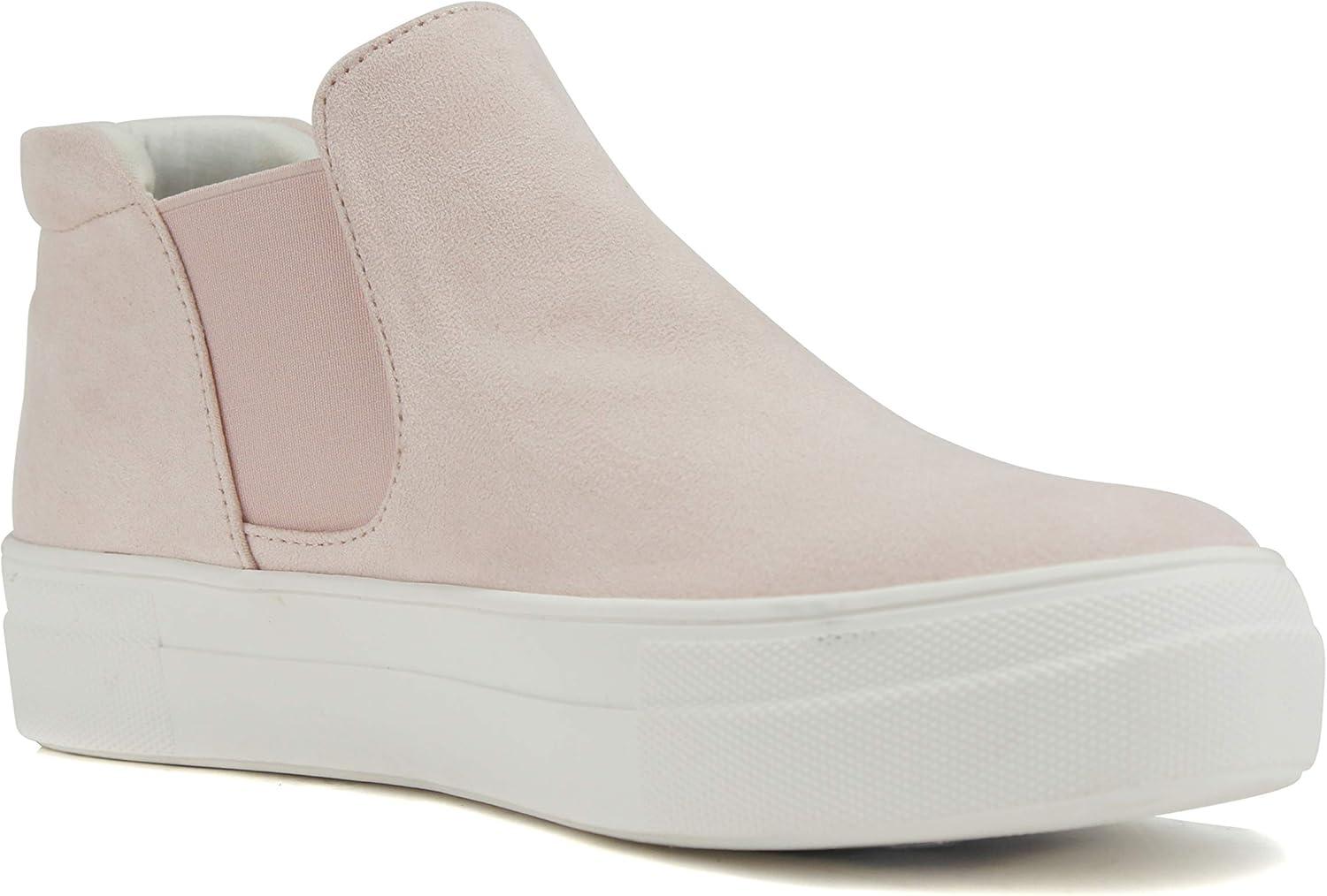 imageSoda Woods  Slip On High Top Twin Gore Double Layer Foam Padded Cushion Sock Fashion SneakersSoft Pink Imit Suede