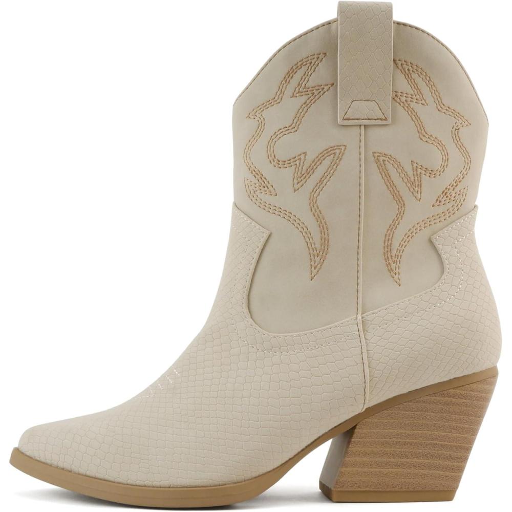 imageSoda BLAZING  Women Western Bootie Pointe Toe with Low Heel Wide Fit AvailableCobraNude Pu