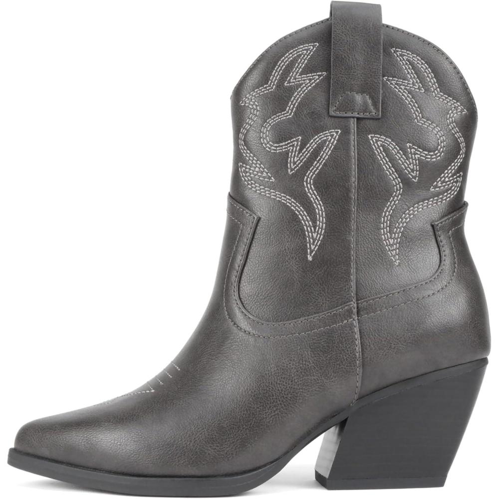 imageSoda BLAZING  Women Western Bootie Pointe Toe with Low Heel Wide Fit AvailableDk Grey Pu