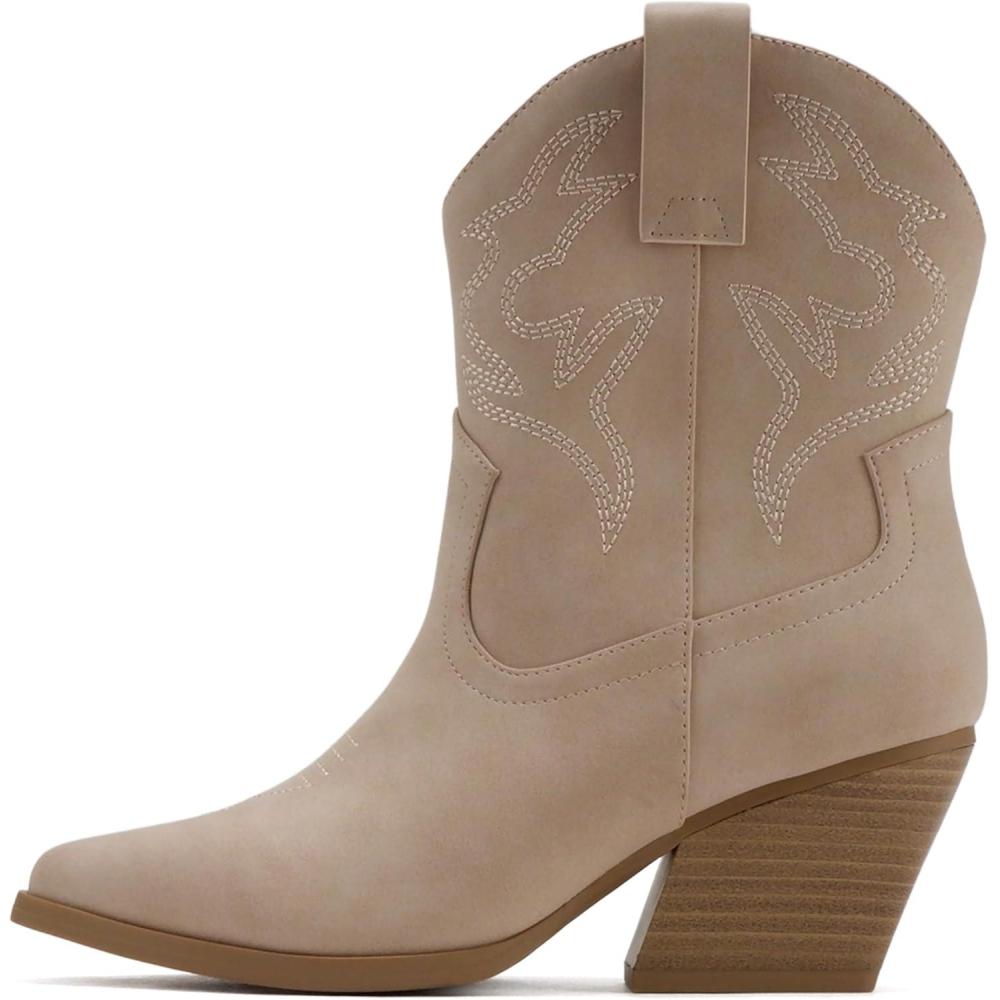 imageSoda BLAZING  Women Western Bootie Pointe Toe with Low Heel Wide Fit AvailableDusty Mauve Nubuck