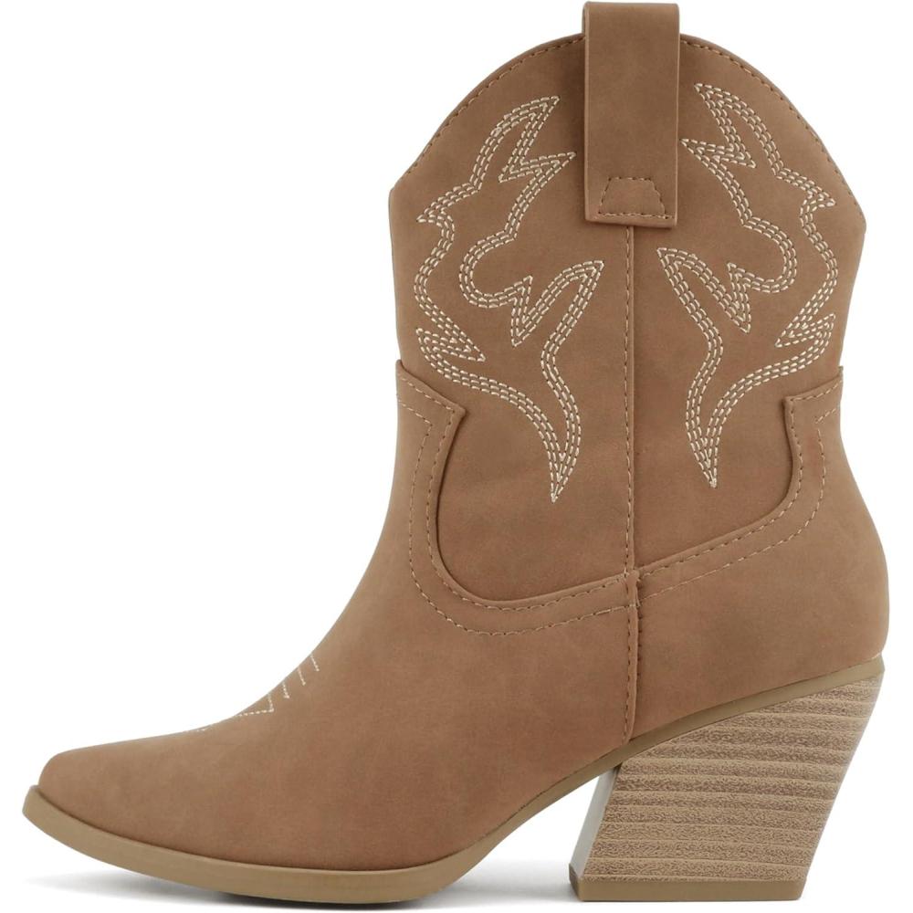 imageSoda BLAZING  Women Western Bootie Pointe Toe with Low Heel Wide Fit AvailableLcognac Nubuck