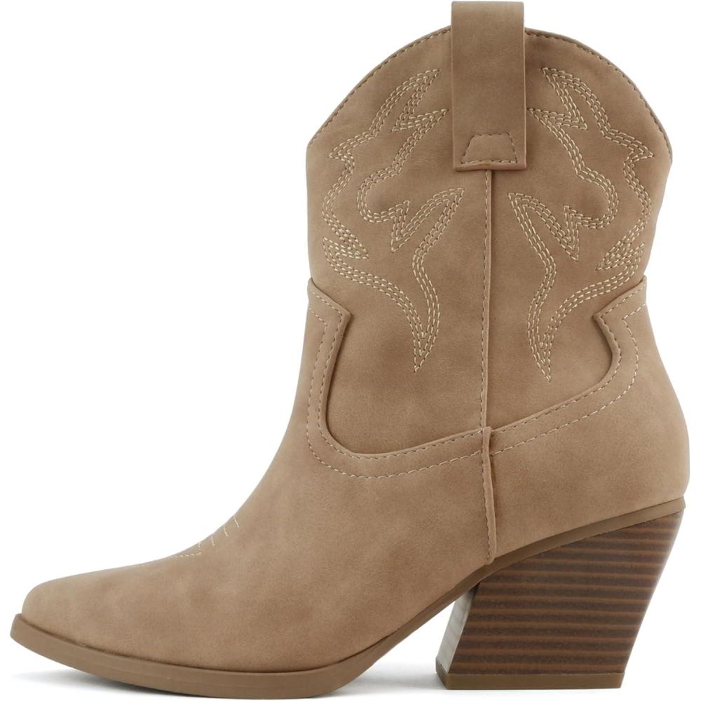 imageSoda BLAZING  Women Western Bootie Pointe Toe with Low Heel Wide Fit AvailableTaupe Pu