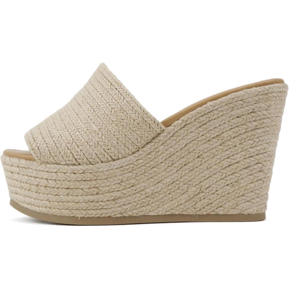 imageSoda Bounty  Women Round Toe Single Band SlipOn Espadrille Wedge SandalJute