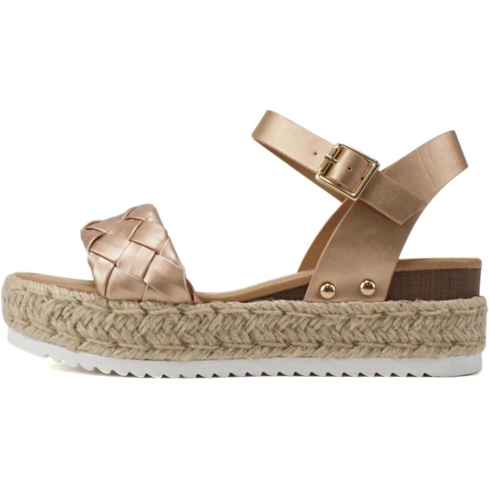 imageSoda CLIP  Women Open Toe Ankle Strap Platform Espadrille SandalBraided Penny