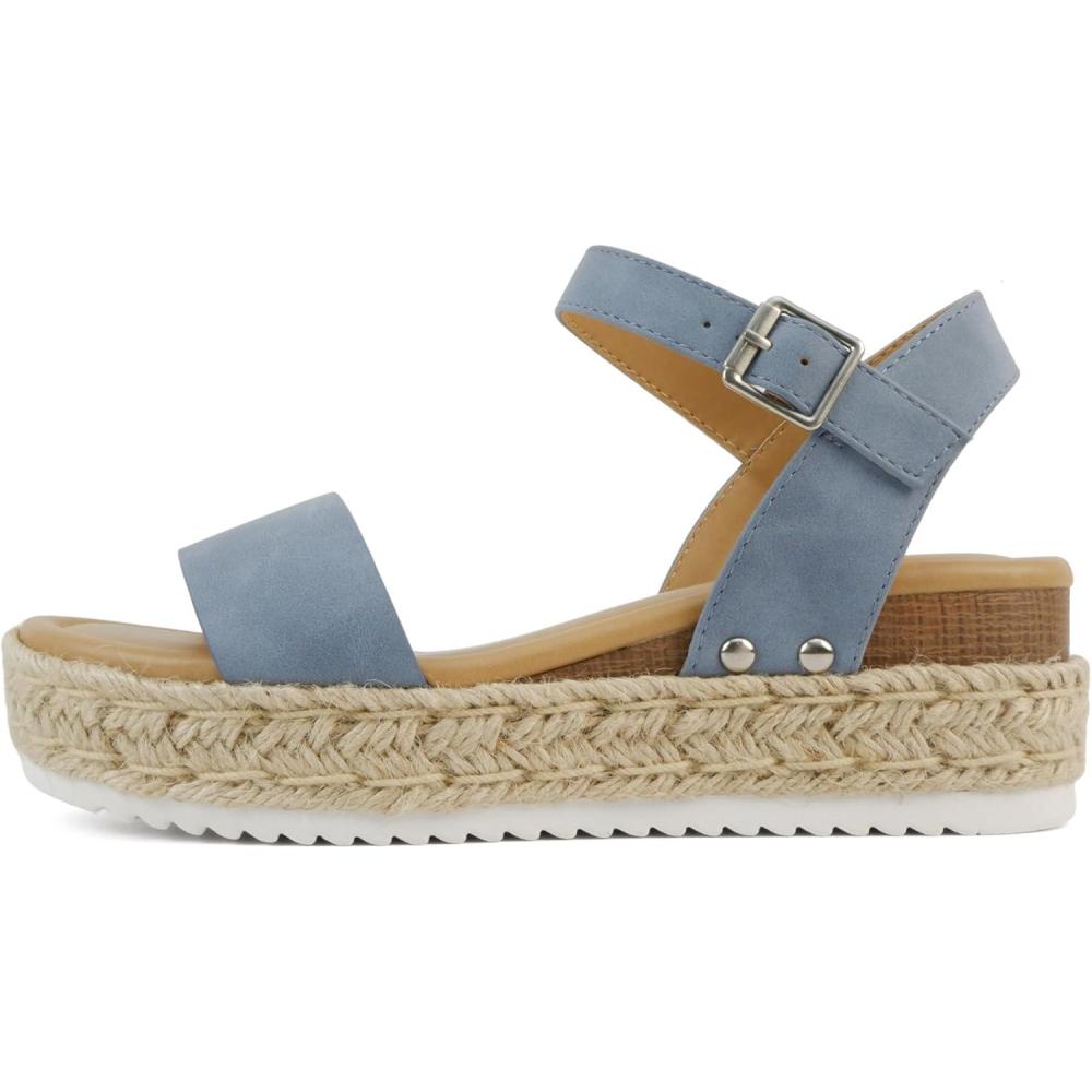 imageSoda CLIP  Women Open Toe Ankle Strap Platform Espadrille SandalDusty Blue