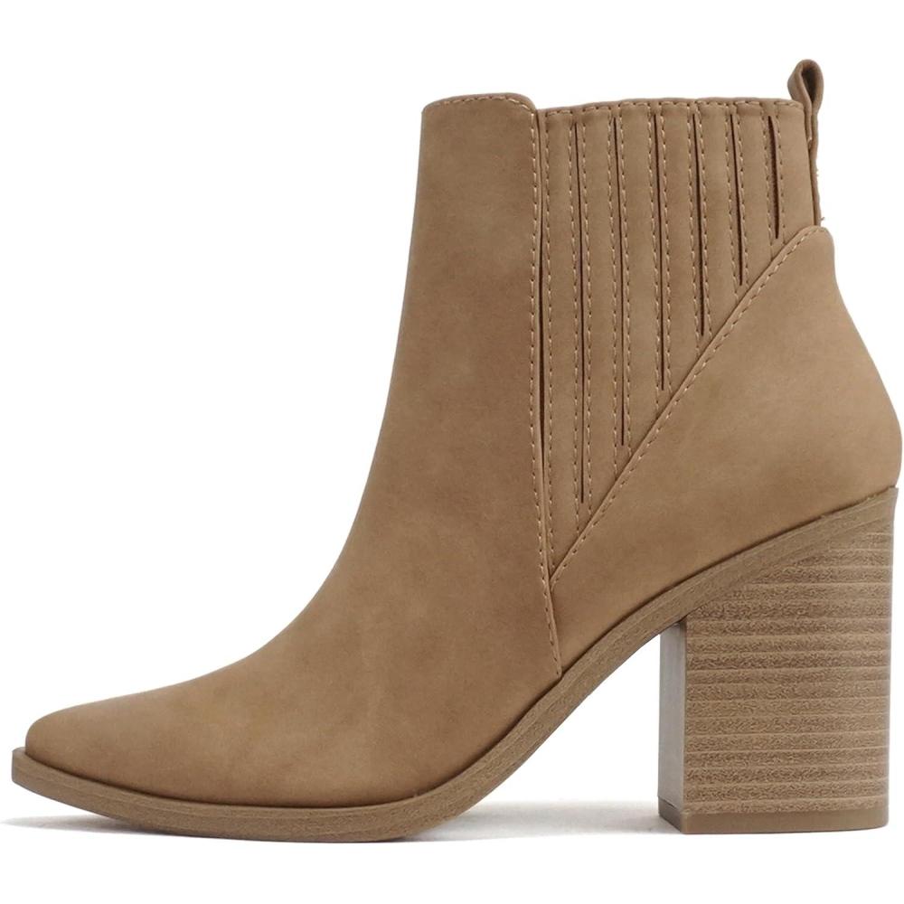 imageSoda DUVETS  Women Pointed Toe PullOn Finger Gore High Heel Ankle BootCoffee Nubuck