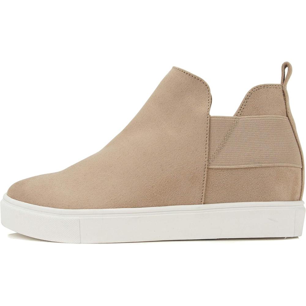 imageSoda Diana  Slip On Hidden Wedge Ankle Boot Fashion Sneaker with Elastic Gore InsetsLight Taupe